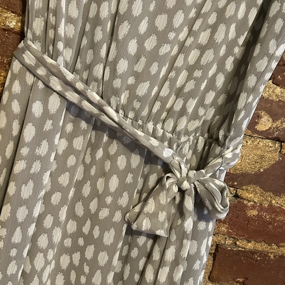 Prelude Grey White Midi Drape Neckline Matching belt Size14 - Picture 3 of 13